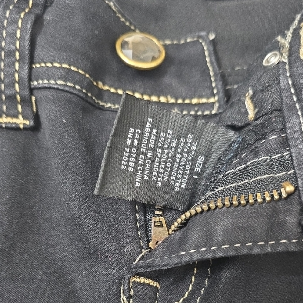 Black Denim Jeans with Gold Button